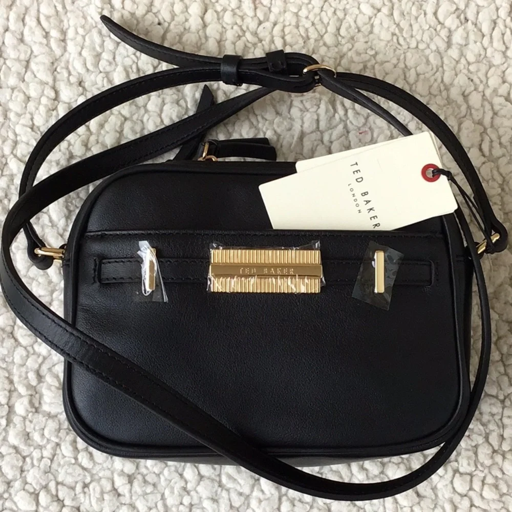 Ted Baker Black Crossbody Bag with Gold Accents - Picture 1 of 8